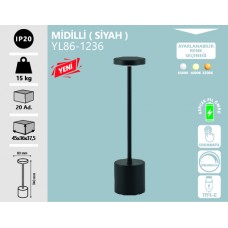 MIDILLI MASA LAMBASI ŞARJ EDİLEBİLİR BLACK- 3 RENK